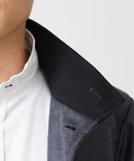 MKUAA61363 MK MICHEL KLEIN HOMME(MKミッシェルクランオム) 【Sサイズのみ！/在庫限り/キルトライナー付き】スタンドコート/TECレザージャージ ブラック