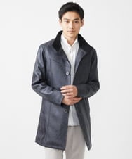 MKUAA61363 MK MICHEL KLEIN HOMME(MKミッシェルクランオム) 【Sサイズのみ！/在庫限り/キルトライナー付き】スタンドコート/TECレザージャージ ブラック