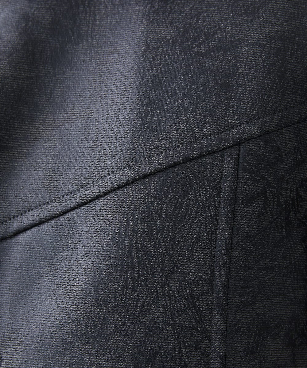 MKUAA61363 MK MICHEL KLEIN HOMME(MKミッシェルクランオム) 【Sサイズのみ！/在庫限り/キルトライナー付き】スタンドコート/TECレザージャージ ブラック