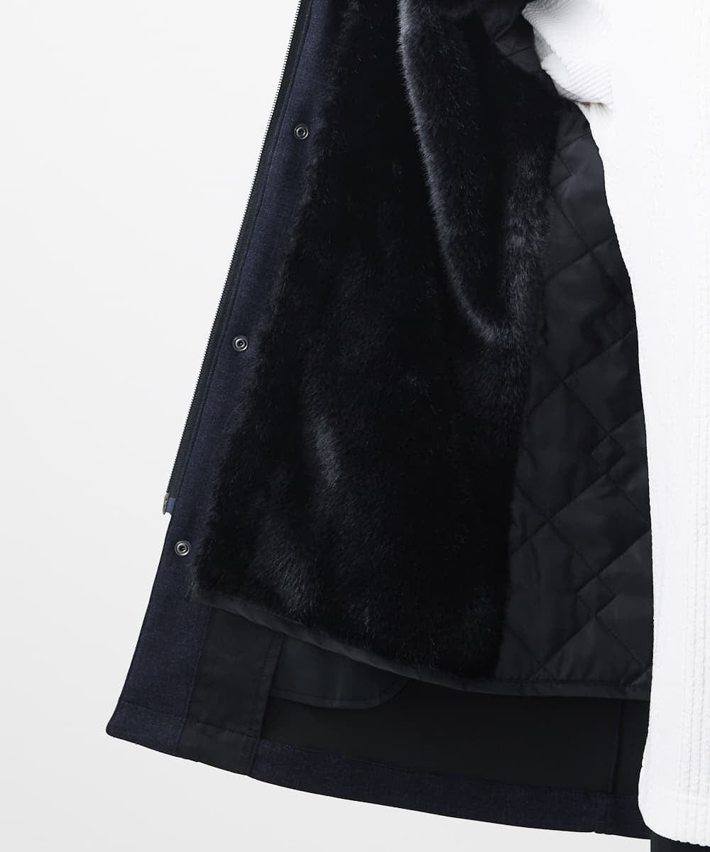 MKUAC11318 MK MICHEL KLEIN HOMME(MKミッシェルクランオム) 【在庫限り!/ 4サイズ/秋冬春兼用/ボア付きライナー】フードスタンドコート / TEC EASY JERSY ネイビー