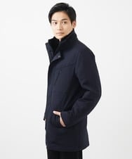 MKUAC11318 MK MICHEL KLEIN HOMME(MKミッシェルクランオム) 【在庫限り!/ 4サイズ/秋冬春兼用/ボア付きライナー】フードスタンドコート / TEC EASY JERSY ネイビー