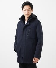 MKUAC11318 MK MICHEL KLEIN HOMME(MKミッシェルクランオム) 【在庫限り!/ 4サイズ/秋冬春兼用/ボア付きライナー】フードスタンドコート / TEC EASY JERSY ネイビー