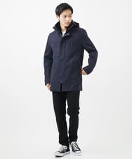 MKUAC11318 MK MICHEL KLEIN HOMME(MKミッシェルクランオム) 【在庫限り!/ 4サイズ/秋冬春兼用/ボア付きライナー】フードスタンドコート / TEC EASY JERSY ネイビー
