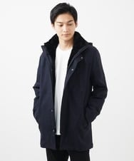 MKUAC11318 MK MICHEL KLEIN HOMME(MKミッシェルクランオム) 【在庫限り!/ 4サイズ/秋冬春兼用/ボア付きライナー】フードスタンドコート / TEC EASY JERSY ネイビー