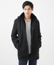 MKUAC11318 MK MICHEL KLEIN HOMME(MKミッシェルクランオム) 【在庫限り!/ 4サイズ/秋冬春兼用/ボア付きライナー】フードスタンドコート / TEC EASY JERSY ネイビー