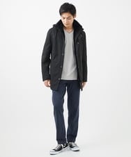 MKUAC11318 MK MICHEL KLEIN HOMME(MKミッシェルクランオム) 【在庫限り!/ 4サイズ/秋冬春兼用/ボア付きライナー】フードスタンドコート / TEC EASY JERSY ネイビー