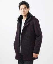 MKUAC11318 MK MICHEL KLEIN HOMME(MKミッシェルクランオム) 【在庫限り!/ 4サイズ/秋冬春兼用/ボア付きライナー】フードスタンドコート / TEC EASY JERSY ネイビー