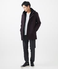 MKUAC11318 MK MICHEL KLEIN HOMME(MKミッシェルクランオム) 【在庫限り!/ 4サイズ/秋冬春兼用/ボア付きライナー】フードスタンドコート / TEC EASY JERSY ネイビー