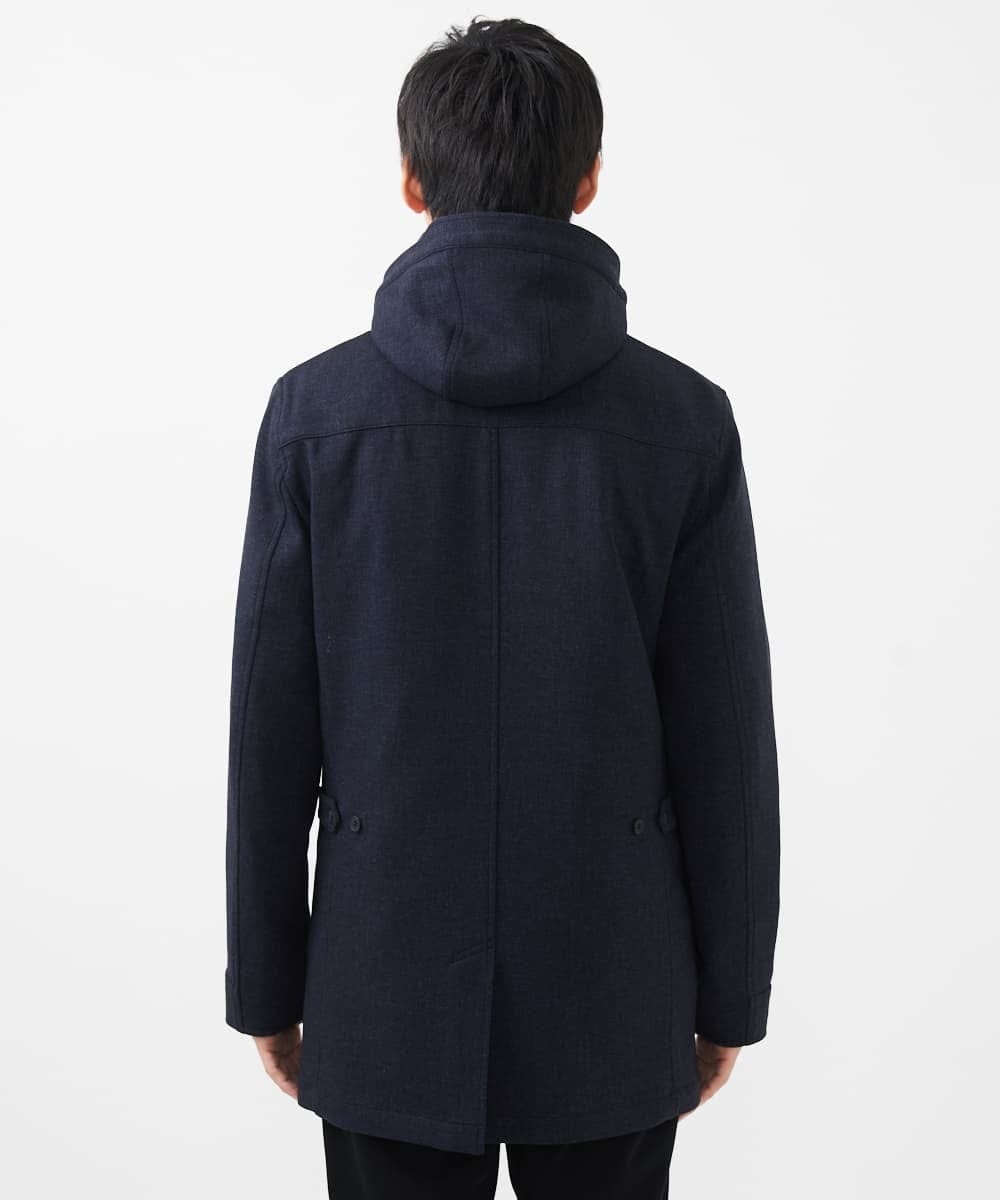 MKUAC11318 MK MICHEL KLEIN HOMME(MKミッシェルクランオム) 【在庫限り!/ 4サイズ/秋冬春兼用/ボア付きライナー】フードスタンドコート / TEC EASY JERSY ネイビー