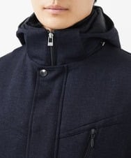 MKUAC11318 MK MICHEL KLEIN HOMME(MKミッシェルクランオム) 【在庫限り!/ 4サイズ/秋冬春兼用/ボア付きライナー】フードスタンドコート / TEC EASY JERSY ネイビー