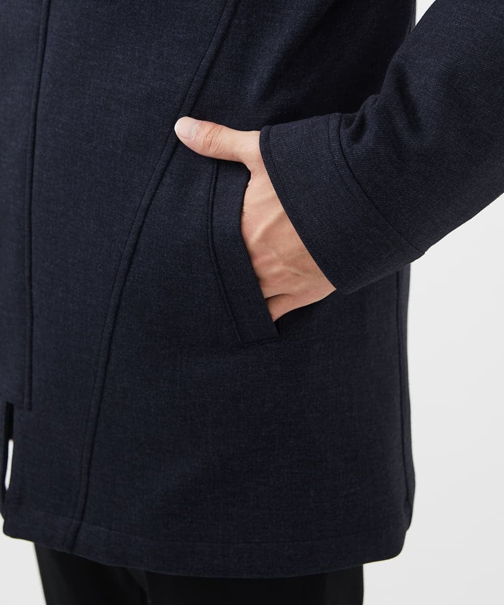 MKUAC11318 MK MICHEL KLEIN HOMME(MKミッシェルクランオム) 【在庫限り!/ 4サイズ/秋冬春兼用/ボア付きライナー】フードスタンドコート / TEC EASY JERSY ネイビー