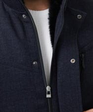 MKUAC11318 MK MICHEL KLEIN HOMME(MKミッシェルクランオム) 【在庫限り!/ 4サイズ/秋冬春兼用/ボア付きライナー】フードスタンドコート / TEC EASY JERSY ネイビー