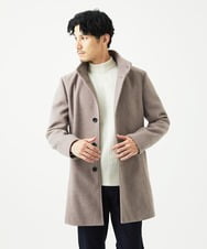 MKUAD65272 MK MICHEL KLEIN HOMME(MKミッシェルクランオム) 【4サイズ展開/フード着脱/ストレッチ】フード付きコート/RETECメルトン  ブラウン