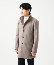MKUAD65272 MK MICHEL KLEIN HOMME(MKミッシェルクランオム) 【4サイズ展開/フード着脱/ストレッチ】フード付きコート/RETECメルトン  ブラウン