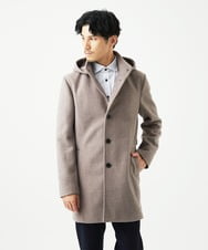 MKUAD65272 MK MICHEL KLEIN HOMME(MKミッシェルクランオム) 【4サイズ展開/フード着脱/ストレッチ】フード付きコート/RETECメルトン  ブラウン