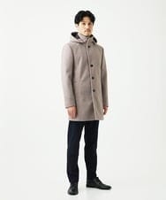 MKUAD65272 MK MICHEL KLEIN HOMME(MKミッシェルクランオム) 【4サイズ展開/フード着脱/ストレッチ】フード付きコート/RETECメルトン  ブラウン