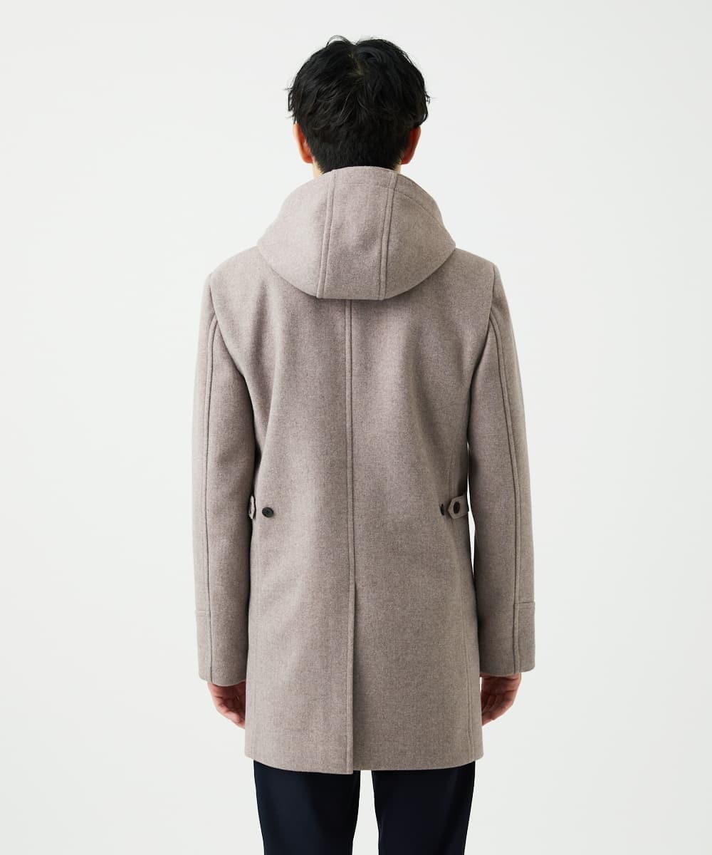 MKUAD65272 MK MICHEL KLEIN HOMME(MKミッシェルクランオム) 【4サイズ展開/フード着脱/ストレッチ】フード付きコート/RETECメルトン  ブラウン