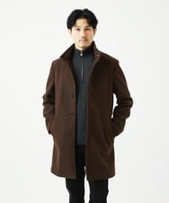MKUAD65272 MK MICHEL KLEIN HOMME(MKミッシェルクランオム) 【4サイズ展開/フード着脱/ストレッチ】フード付きコート/RETECメルトン  ブラウン