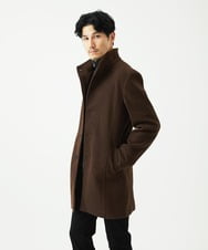 MKUAD65272 MK MICHEL KLEIN HOMME(MKミッシェルクランオム) 【4サイズ展開/フード着脱/ストレッチ】フード付きコート/RETECメルトン  ブラウン