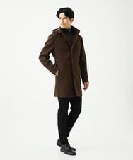 MKUAD65272 MK MICHEL KLEIN HOMME(MKミッシェルクランオム) 【4サイズ展開/フード着脱/ストレッチ】フード付きコート/RETECメルトン  ブラウン