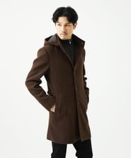 MKUAD65272 MK MICHEL KLEIN HOMME(MKミッシェルクランオム) 【4サイズ展開/フード着脱/ストレッチ】フード付きコート/RETECメルトン  ブラウン