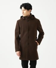 MKUAD65272 MK MICHEL KLEIN HOMME(MKミッシェルクランオム) 【4サイズ展開/フード着脱/ストレッチ】フード付きコート/RETECメルトン  ブラウン