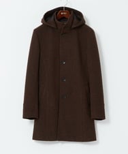 MKUAD65272 MK MICHEL KLEIN HOMME(MKミッシェルクランオム) 【4サイズ展開/フード着脱/ストレッチ】フード付きコート/RETECメルトン  ブラウン