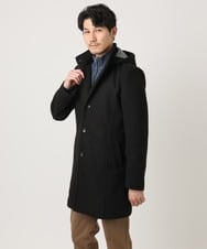 MKUAD65272 MK MICHEL KLEIN HOMME(MKミッシェルクランオム) 【4サイズ展開/フード着脱/ストレッチ】フード付きコート/RETECメルトン  ブラック