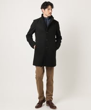 MKUAD65272 MK MICHEL KLEIN HOMME(MKミッシェルクランオム) 【4サイズ展開/フード着脱/ストレッチ】フード付きコート/RETECメルトン  ブラック