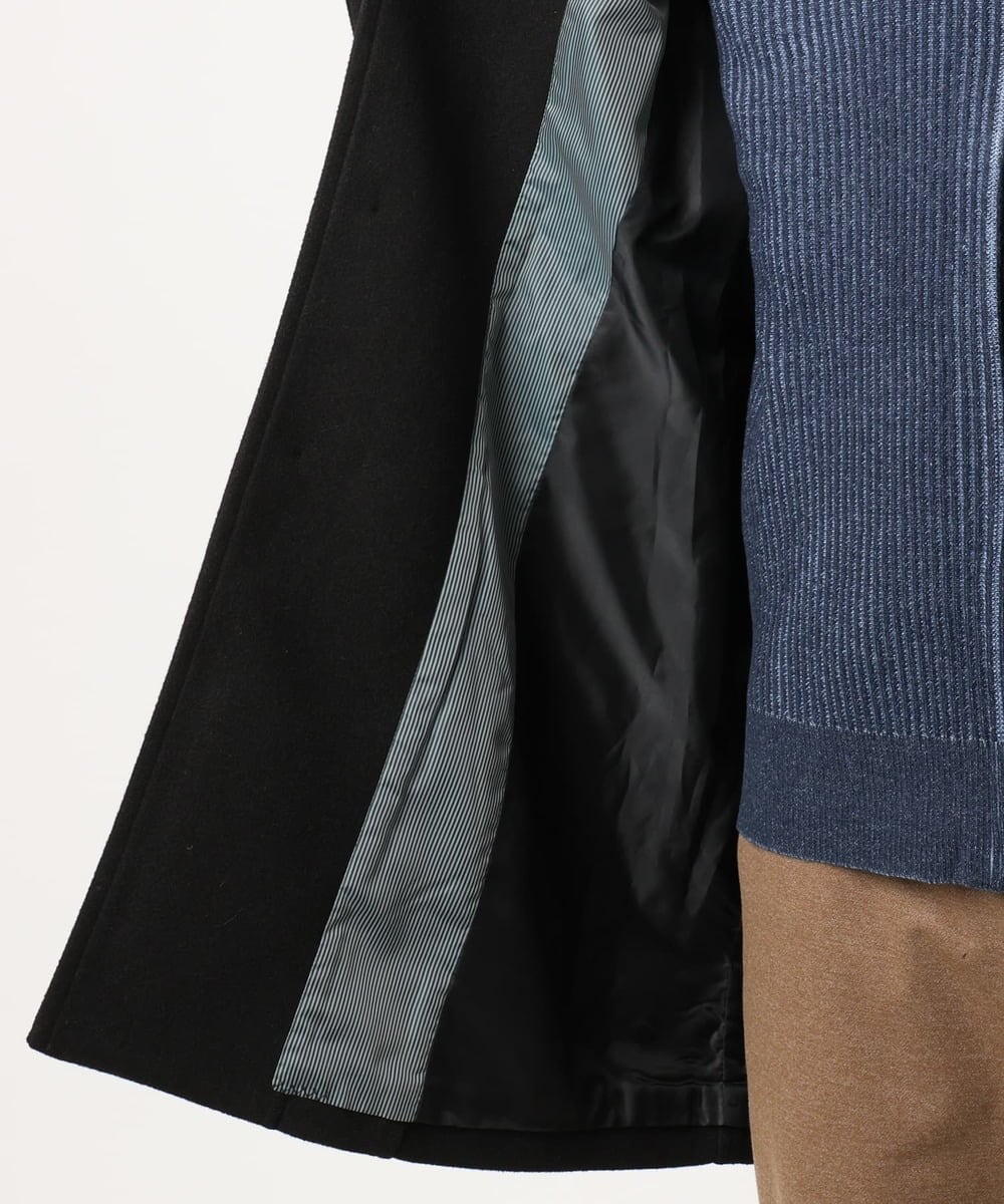 MKUAD65272 MK MICHEL KLEIN HOMME(MKミッシェルクランオム) 【4サイズ展開/フード着脱/ストレッチ】フード付きコート/RETECメルトン  ブラック