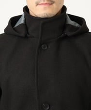 MKUAD65272 MK MICHEL KLEIN HOMME(MKミッシェルクランオム) 【4サイズ展開/フード着脱/ストレッチ】フード付きコート/RETECメルトン  ブラック