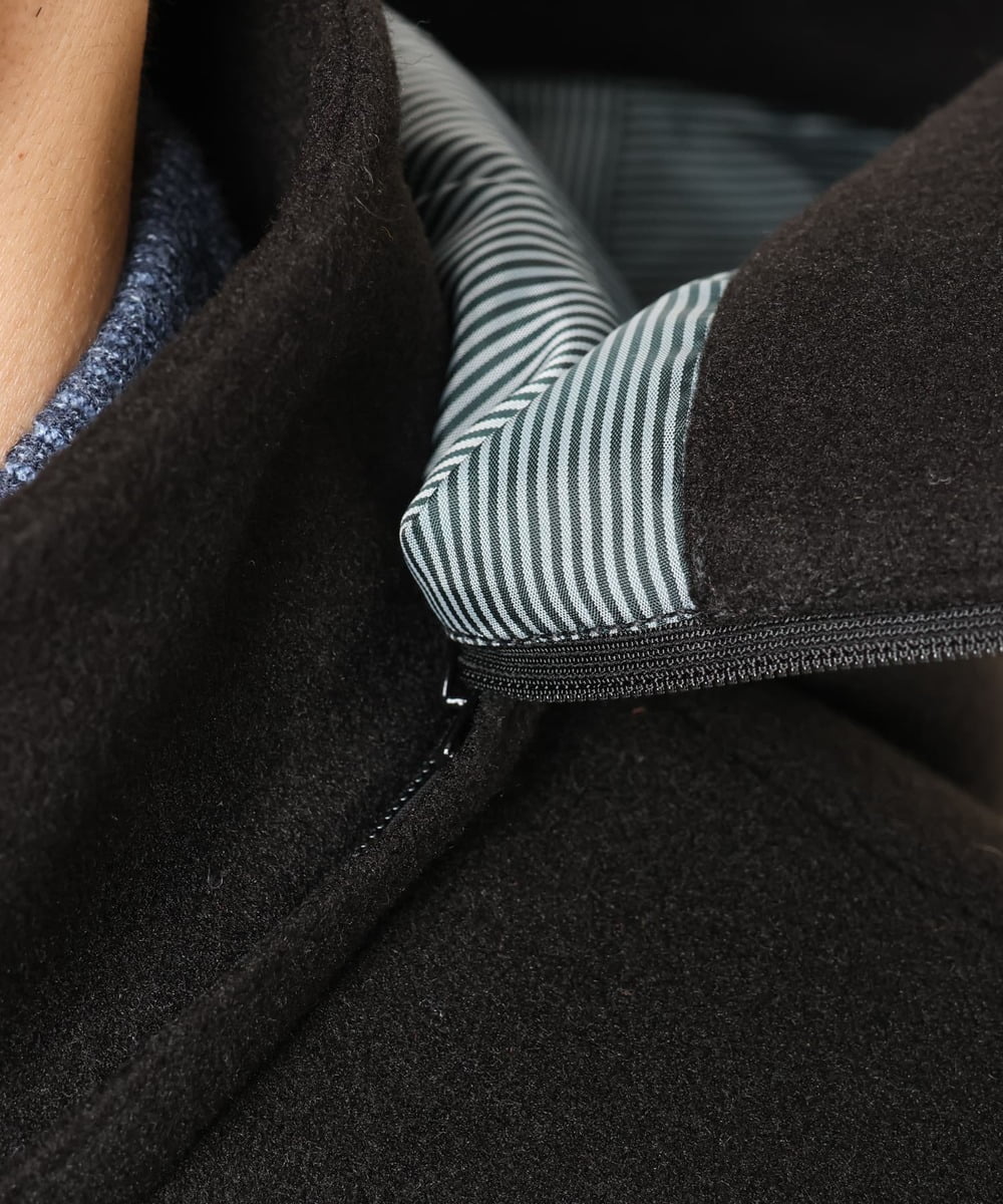 MKUAD65272 MK MICHEL KLEIN HOMME(MKミッシェルクランオム) 【4サイズ展開/フード着脱/ストレッチ】フード付きコート/RETECメルトン  ブラック