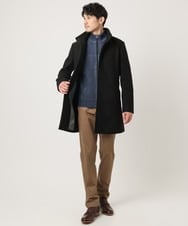 MKUAD65272 MK MICHEL KLEIN HOMME(MKミッシェルクランオム) 【4サイズ展開/フード着脱/ストレッチ】フード付きコート/RETECメルトン  ブラック