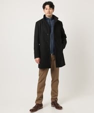 MKUAD65272 MK MICHEL KLEIN HOMME(MKミッシェルクランオム) 【4サイズ展開/フード着脱/ストレッチ】フード付きコート/RETECメルトン  ブラック