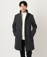 MKUAD72450 MK MICHEL KLEIN HOMME(MKミッシェルクランオム) 【残りわずか/尾州生地/ウール混】RENEWOOLドビー / スタンドカラーコート グレー