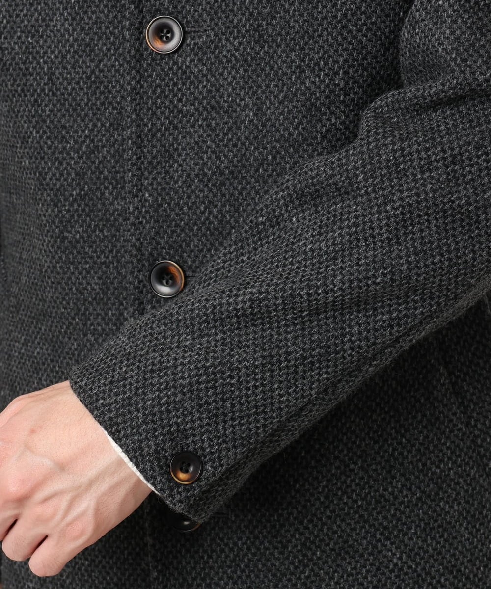 MKUAD72450 MK MICHEL KLEIN HOMME(MKミッシェルクランオム) 【残りわずか/尾州生地/ウール混】RENEWOOLドビー / スタンドカラーコート グレー