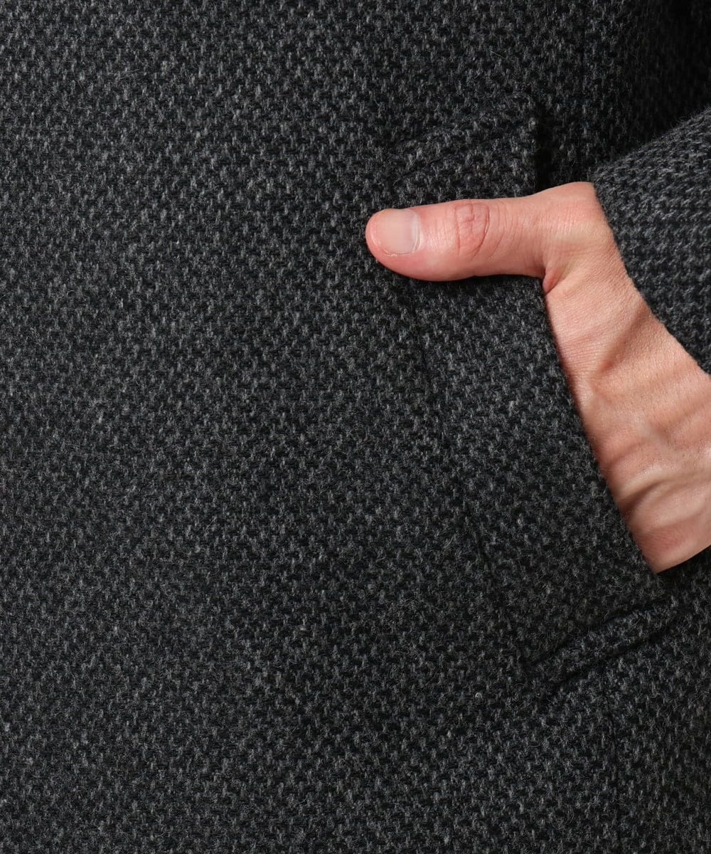 MKUAD72450 MK MICHEL KLEIN HOMME(MKミッシェルクランオム) 【残りわずか/尾州生地/ウール混】RENEWOOLドビー / スタンドカラーコート グレー