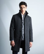 MKUAD72450 MK MICHEL KLEIN HOMME(MKミッシェルクランオム) 【残りわずか/尾州生地/ウール混】RENEWOOLドビー / スタンドカラーコート グレー