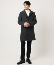 MKUAD72450 MK MICHEL KLEIN HOMME(MKミッシェルクランオム) 【残りわずか/尾州生地/ウール混】RENEWOOLドビー / スタンドカラーコート グレー