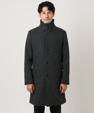 MKUAD72450 MK MICHEL KLEIN HOMME(MKミッシェルクランオム) 【残りわずか/尾州生地/ウール混】RENEWOOLドビー / スタンドカラーコート グレー