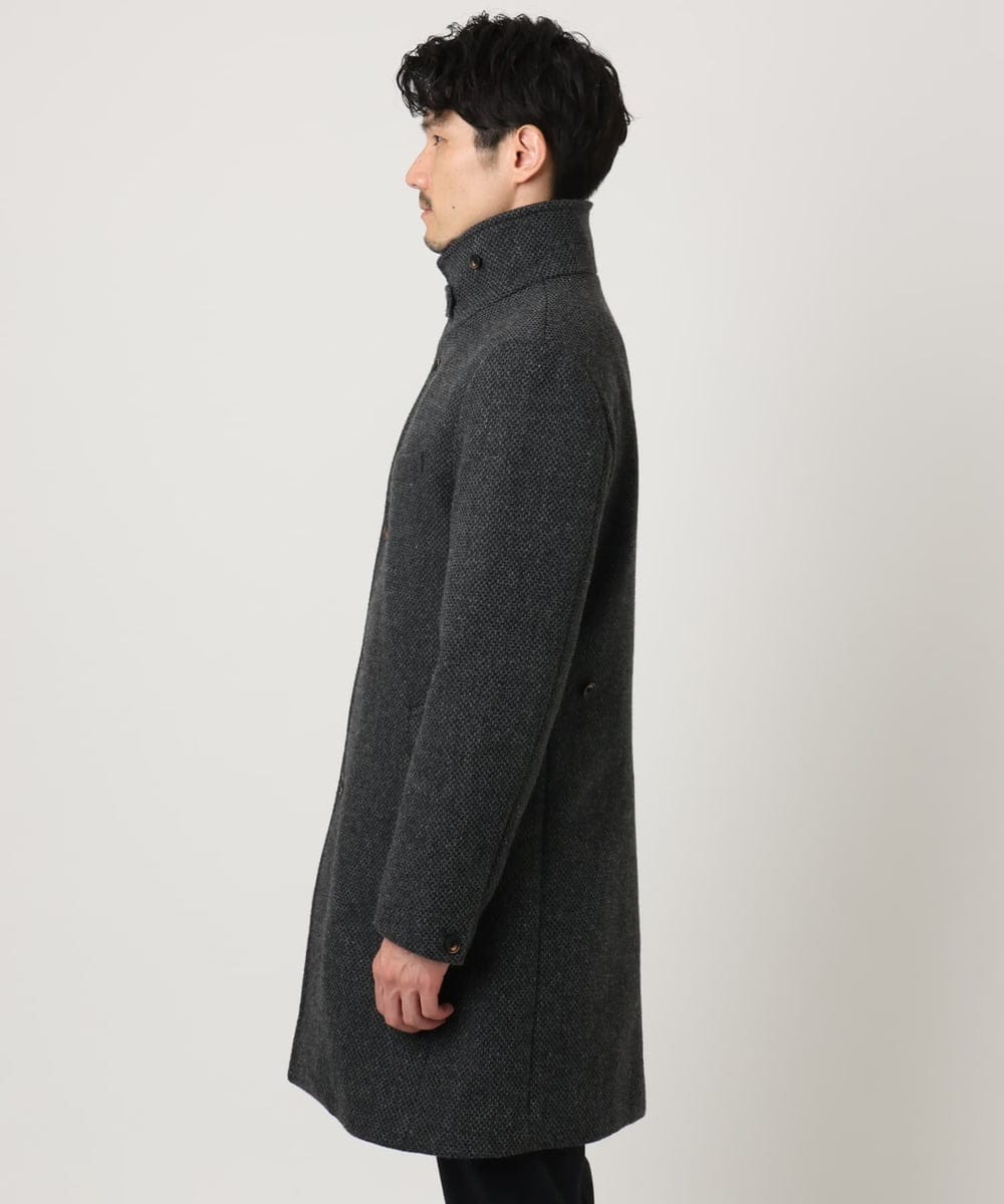 MKUAD72450 MK MICHEL KLEIN HOMME(MKミッシェルクランオム) 【残りわずか/尾州生地/ウール混】RENEWOOLドビー / スタンドカラーコート グレー