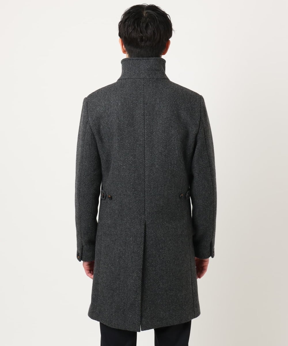 MKUAD72450 MK MICHEL KLEIN HOMME(MKミッシェルクランオム) 【残りわずか/尾州生地/ウール混】RENEWOOLドビー / スタンドカラーコート グレー