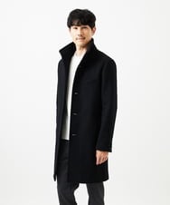 MKUAD72450 MK MICHEL KLEIN HOMME(MKミッシェルクランオム) 【残りわずか/尾州生地/ウール混】RENEWOOLドビー / スタンドカラーコート ブラック