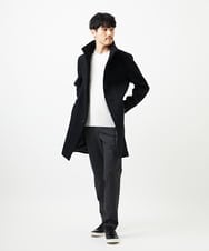 MKUAD72450 MK MICHEL KLEIN HOMME(MKミッシェルクランオム) 【残りわずか/尾州生地/ウール混】RENEWOOLドビー / スタンドカラーコート ブラック