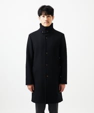 MKUAD72450 MK MICHEL KLEIN HOMME(MKミッシェルクランオム) 【残りわずか/尾州生地/ウール混】RENEWOOLドビー / スタンドカラーコート ブラック