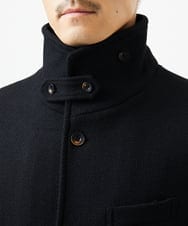 MKUAD72450 MK MICHEL KLEIN HOMME(MKミッシェルクランオム) 【残りわずか/尾州生地/ウール混】RENEWOOLドビー / スタンドカラーコート ブラック