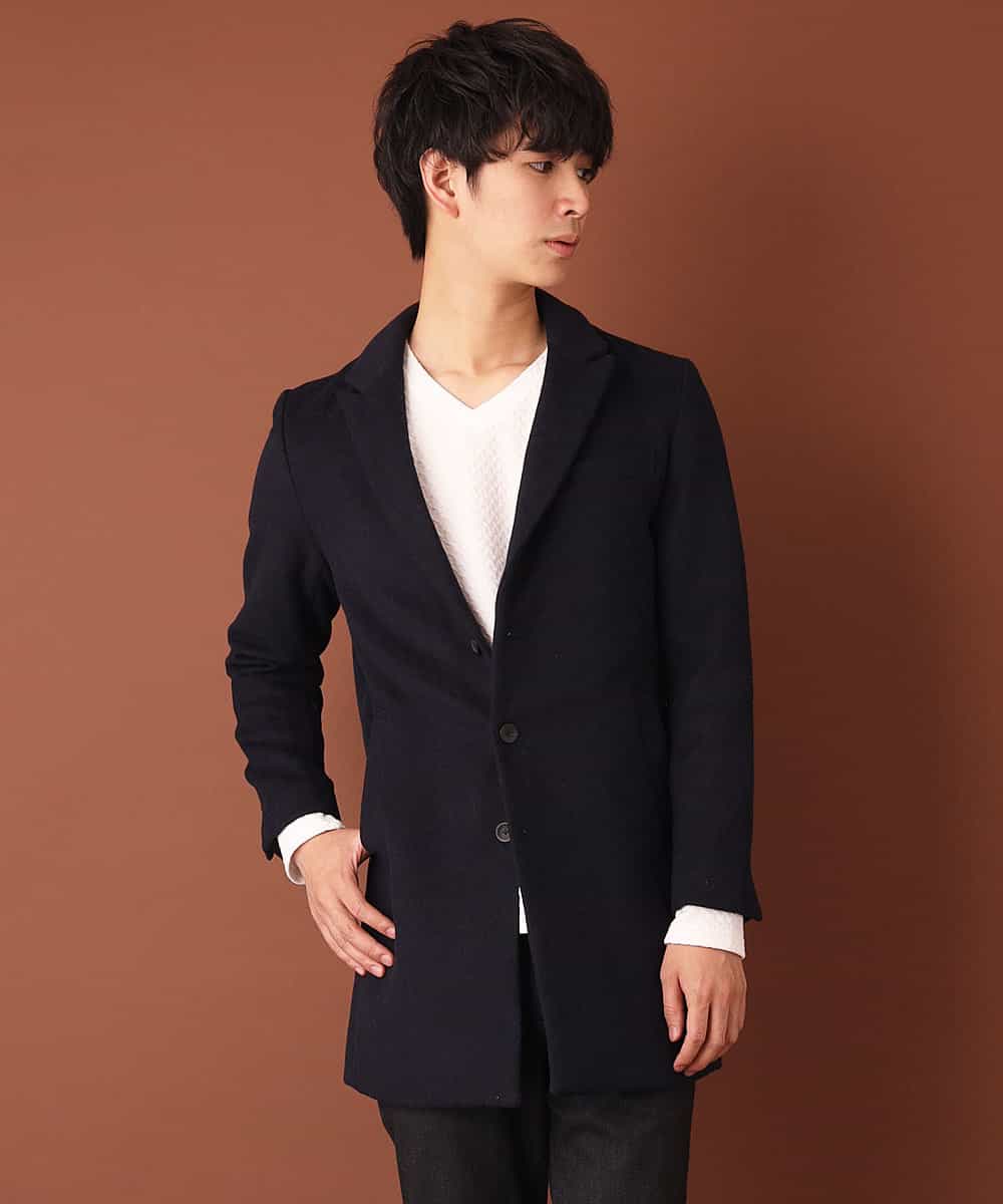MKUAL70190 MK MICHEL KLEIN HOMME(MKミッシェルクランオム) チェスターコート／ブリティッシュＷフェイス ネイビー
