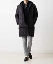 MKUAO05190 MK MICHEL KLEIN HOMME(MKミッシェルクランオム) 【軽量:防寒:トレンドシルエット】キルティングフードコート ブラック