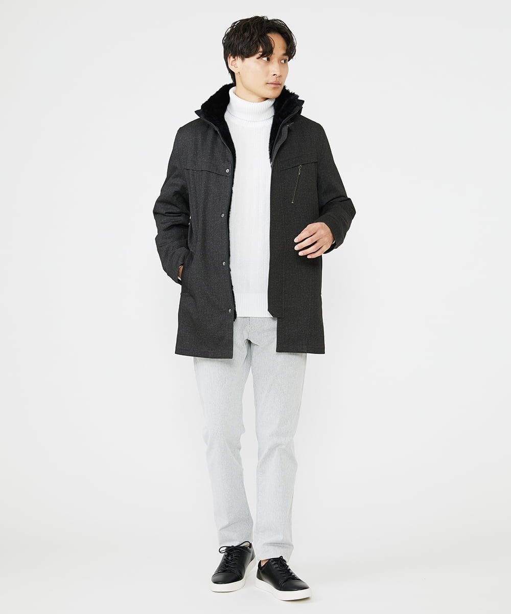 MKUAX11272 MK MICHEL KLEIN HOMME(MKミッシェルクランオム) 2WAYスタンドコート / TEC EASY JERSY カーキ(37)
