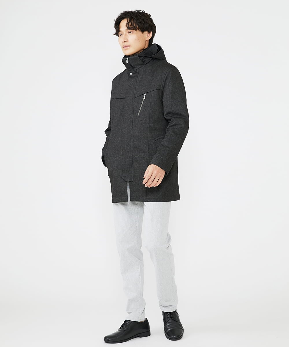 MKUAX11272 MK MICHEL KLEIN HOMME(MKミッシェルクランオム) 2WAYスタンドコート / TEC EASY JERSY カーキ(37)